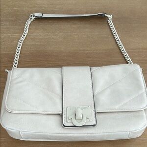 True Religion Cream Leather Shoulder Bag
